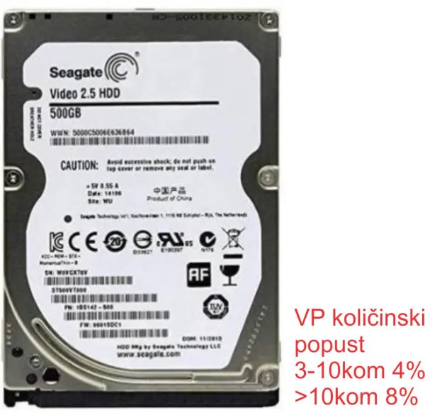 HDD 2.5 ** 500GB ST500VT000 SEAGATE 16MB 5400RPM SATA3 7mm