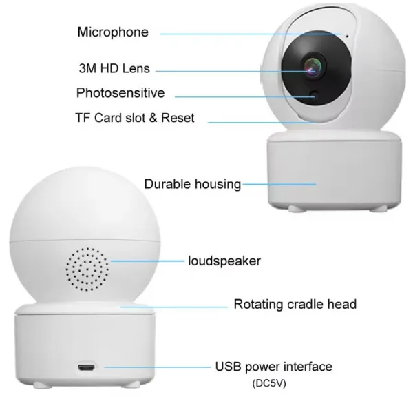 CAM-IP3MP-Q7 GMB kamera 3 mpix microSD iCSee xmeye pro app Two-way voice PTZ 3,6mm Slika 4