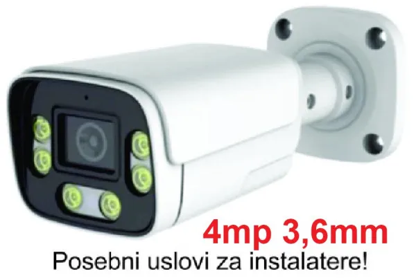 CAM-IP4MP-HAQ60D GMB kamera 4MP APP P6SLite 3.6mm-F1.4 POE, IP66 DuaL LED 6xIR+6xFull Color, MIC,25m Slika 3