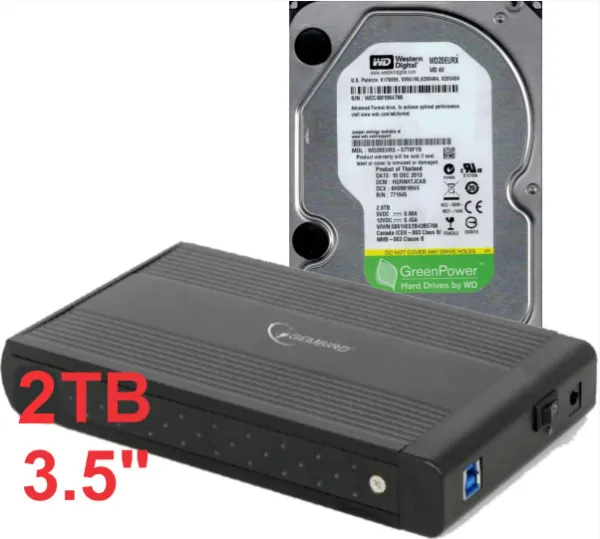 HDD 3.5 * 2TB SET USB 3.0 SATA eksterno kuciste + 2TB WD20EURX WD/ EE3-U3S-3 (4999)