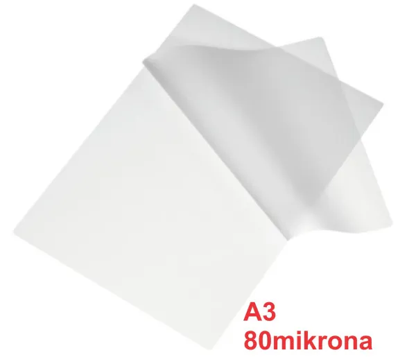 Folija za plastifikaciju A3 100listova 80mikrona (papir za laminaciju) Slika 1