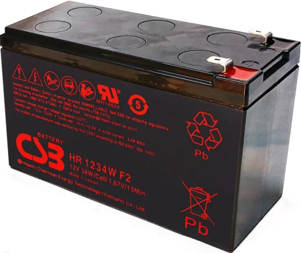 CSB 12V-9Ah, HR1234W Olovna VRLA baterija, 152×65×99, 2.5KG, BLACK- Slika 1