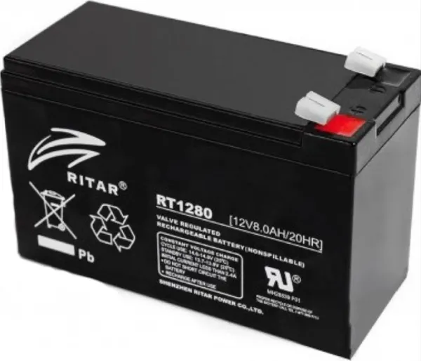 RITAR 12V-8Ah, RT1280 Olovna VRLA baterija, 151×65×99, 2.31KG, BLACK- Slika 1