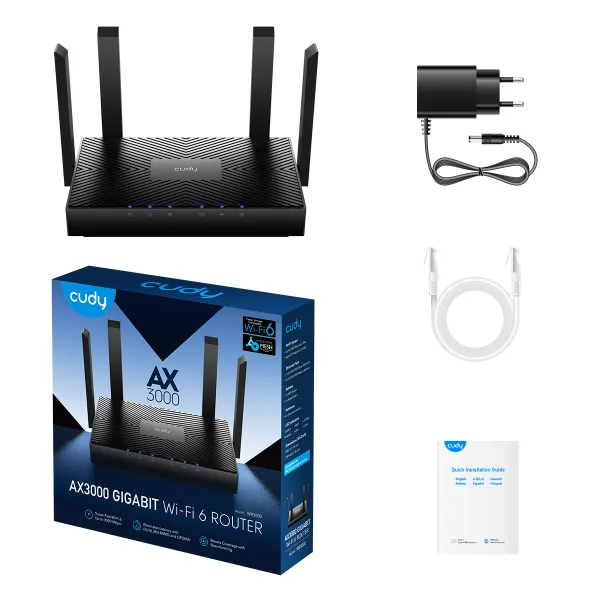 CUDY Cudy WR1500 AX1500 Dual Band 2.4+5Ghz Wi-Fi Ruter 1W/4LAN Gbit,4x5dBi AP/REP/MU-MIMO- Slika 3