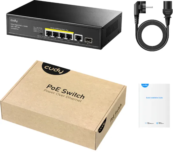 CUDY Cudy GS1005PTS1 5-Port 10/100/1000M Gigabit 4PoE+ 1RJ45 Switch with 1 SFP Slot Slika 4