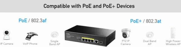 CUDY Cudy GS1005PTS1 5-Port 10/100/1000M Gigabit 4PoE+ 1RJ45 Switch with 1 SFP Slot Slika 2