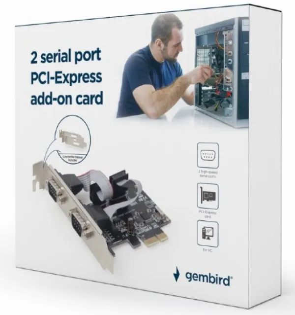 GEMBIRD SPC-22 Gembird 2 serial port PCI-Express add-on card, with extra low-profile bracket A Slika 1