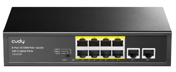 CUDY Cudy FS1010P 8-Port 10/100M PoE+ Switch, 2 Uplink 10/100M, 120W, 250m,4KV steel (Alt.PFS3009-8ET-96) Slika 8