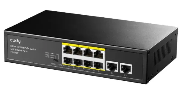 CUDY Cudy FS1010P 8-Port 10/100M PoE+ Switch, 2 Uplink 10/100M, 120W, 250m,4KV steel (Alt.PFS3009-8ET-96) Slika 7