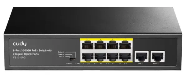 CUDY Cudy FS1010PG 8-Port 10/100M PoE+ Switch, 2Uplink 10/100/1000M, 120W, 250m, steel (Alt.PFS3010-8ET) Slika 7