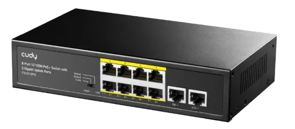 CUDY Cudy FS1010PG 8-Port 10/100M PoE+ Switch, 2Uplink 10/100/1000M, 120W, 250m, steel (Alt.PFS3010-8ET) Slika 5