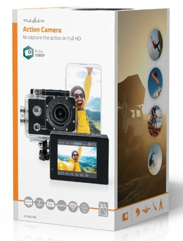 NEDIS ACAM21BK Nedis 12Mpix HD action kamera, 1080p@30fps/ sa vodootpornim kucistem WIFI, Android Slika 2