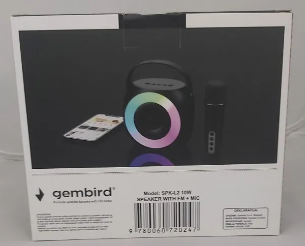 GEMBIRD SPK-L2 ** Gembird Bluetooth zvucnik FM RGB, 10W, 1800mAh, microSD, AUX + mikrofon 500mAh (1360) Slika 3