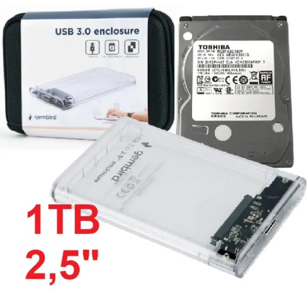 HDD 2.5 * 1TB SET USB 3.0 SATA eksterno kuciste + 1TB MQ01ABD100V TOSHIBA  EE2-U3S9-6 (3899) Slika 1