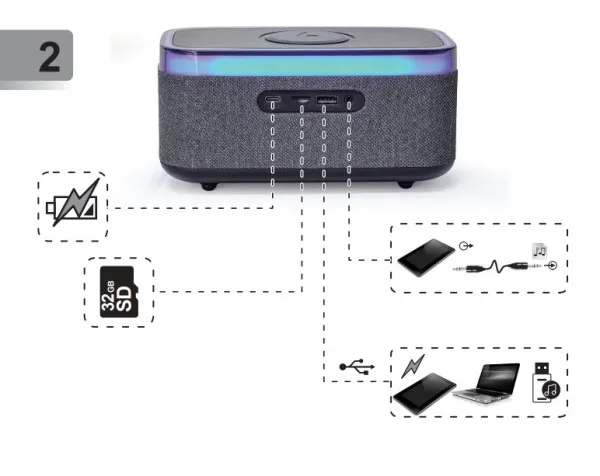 GEMBIRD DAC-SPKBT-QC15-BK Gembird Digitalni sat+alarm sa bezicnim punjenjem telefona 15W i zvucnikom, FM, BT Slika 3