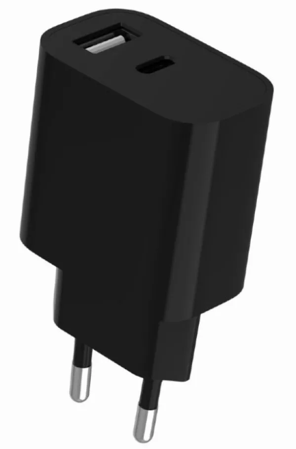 TA-UC-2AC12-01-BK Gembird USB punjac, 2-port USB-A+ USB-C, 2.4 A, Black Slika 2
