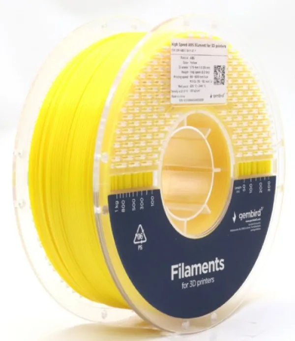 GEMBIRD 3DP-ABS1.75HY-01-Y ABS filament velike brzine za 3D stampac 1.75mm, kotur 1KG YELLOW Slika 2