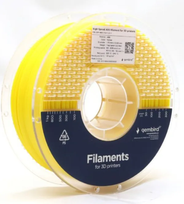 GEMBIRD 3DP-ABS1.75HY-01-Y ABS filament velike brzine za 3D stampac 1.75mm, kotur 1KG YELLOW Slika 1