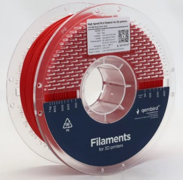 GEMBIRD 3DP-PLA1.75HY-01-R PLA filament velike brzine za 3D stampac 1.75mm, kotur 1KG RED Slika 1