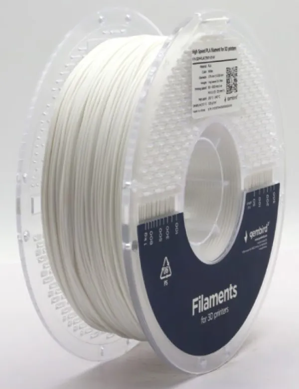 GEMBIRD 3DP-PLA1.75HY-01-W PLA filament velike brzine za 3D stampac 1.75mm, kotur 1KG WHITE Slika 2