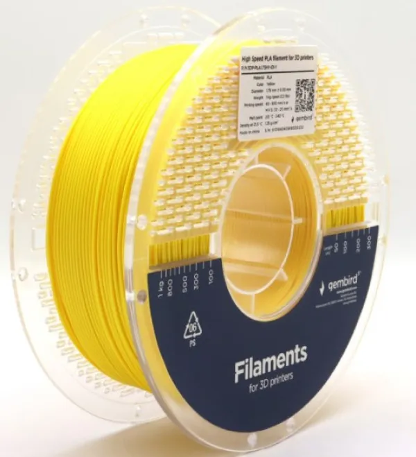 GEMBIRD 3DP-PLA1.75HY-01-Y PLA filament velike brzine za 3D stampac 1.75mm, kotur 1KG YELLOW Slika 2