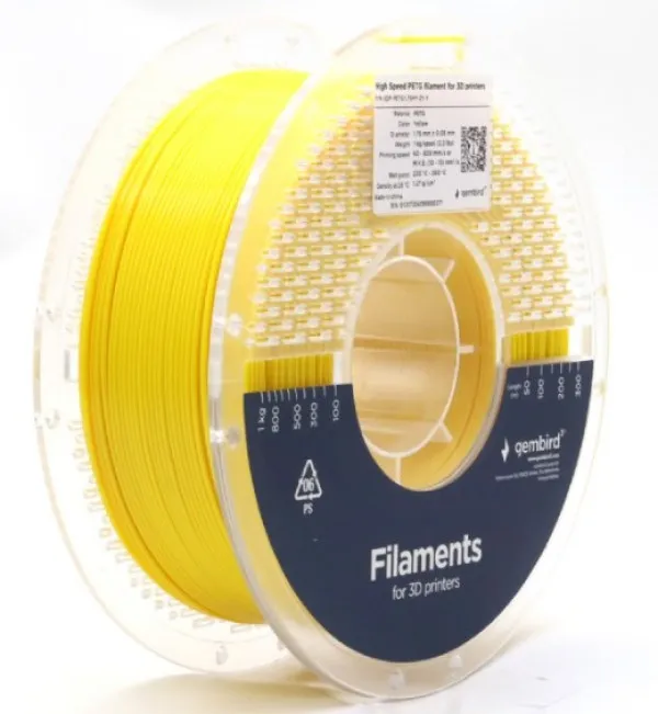 GEMBIRD 3DP-PETG1.75HY-01-Y PETG filament velike brzine za 3D stampac 1.75mm, kotur 1KG YELLOW Slika 2