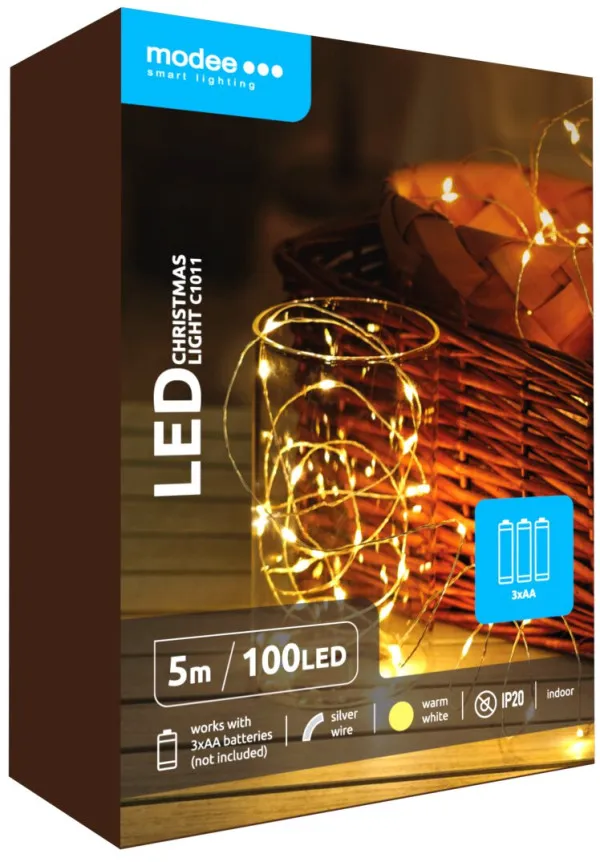 Modee Lighting ML-C1011 Lampice za jelku sa 100 toplo belih LED dioda,5m toplo bele, 3xAA Slika 4