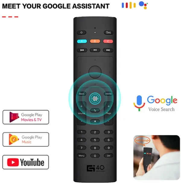 GEMBIRD GMB-G40S AIR MOUSE Remote control for TV/PC, With Gyroscope smart google Google Assistant Slika 5