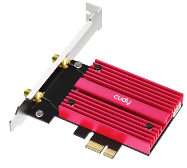 CUDY Cudy WE4000 AX5400 Wi-Fi 6/6E Bluetooth 5.2 PCIe Adapter, Tri-Band 2,4G/5G/6G, 2x5dBi Antenna Slika 3