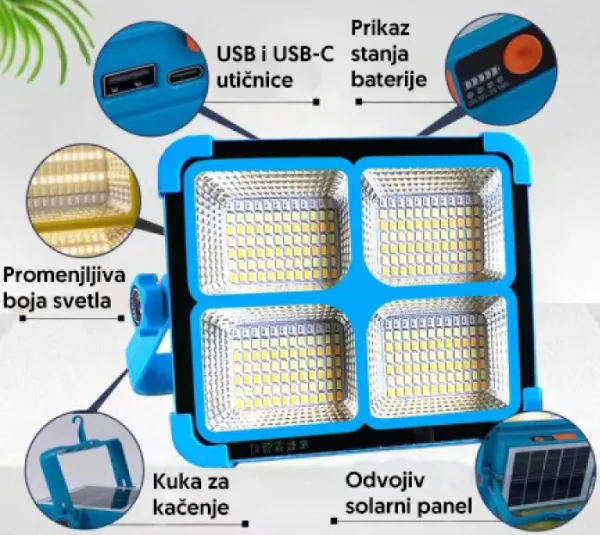 Solarna serviserska LED lampa, 264xSMD, LED, 4500 mAh YW13501-3342 Slika 1