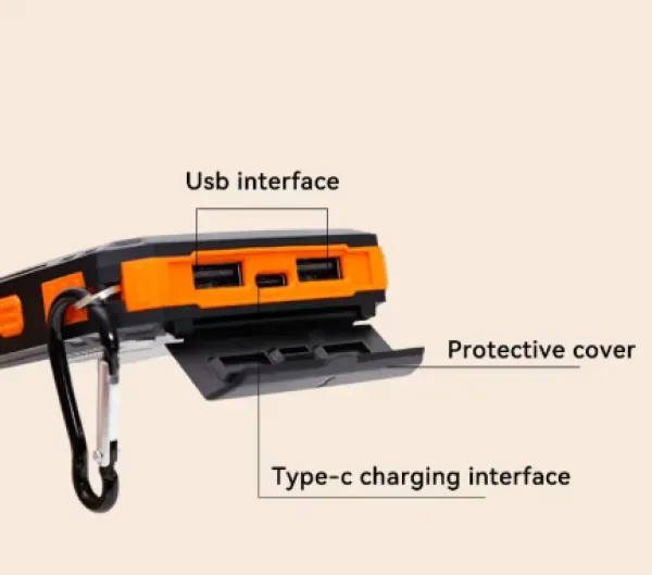 GEMBIRD HRD-T12 ** Gembird solar power bank 12000mAh 2xUSB, 1xType-C, LED, kompas (999) Slika 6