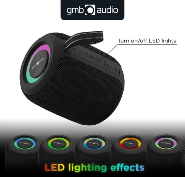 GEMBIRD SPK-BT-LED-05-BK Gembird Portable Bluetooth RGB LED TWS speaker, 8W, BT, FM, USB, Handsfree, Black Slika 5