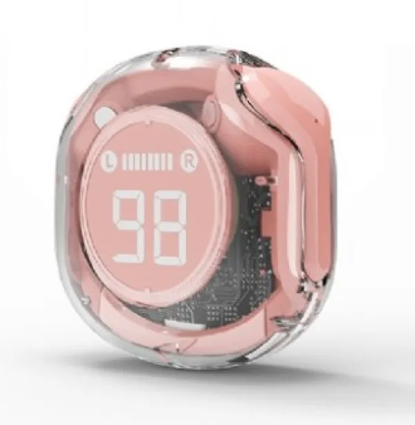 TWST-01-PK Gembird bluetooth V5.4 slusalice, TWS, LCD, Transparent, pink Slika 2