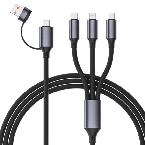 GEMBIRD CC-USB2S-ACM31-1.5M Gembird Premium silicon 4-in-1 USB charging cable, 8-pin, Type-C i MicroUSB 1.5m Slika 2