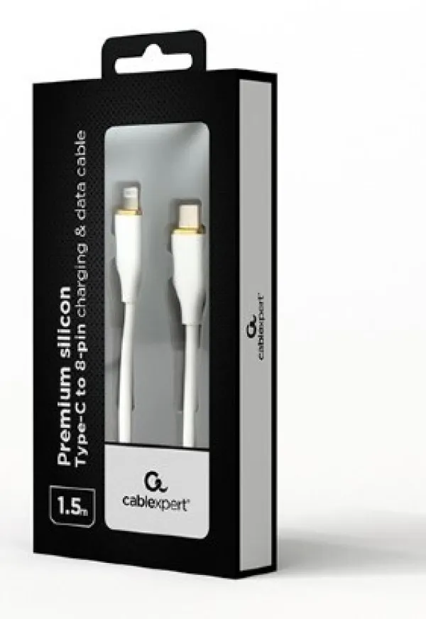 GEMBIRD CC-USB2S-CM8PM-1.5M-W Gembird Premium silicon USB Type-C to 8-pins charging & data cable,1.5 m,White Slika 1