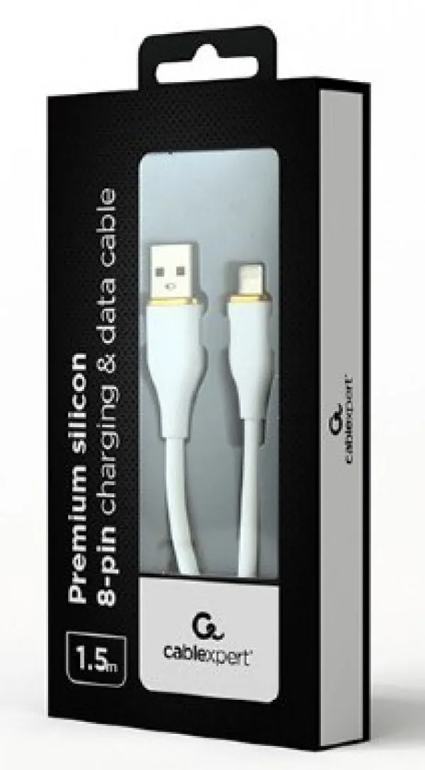 GEMBIRD CC-USB2S-AM8PM-1.5M-W Gembird Premium silicon 8-pin cable charging and data cable, 1.5 m, white Slika 1