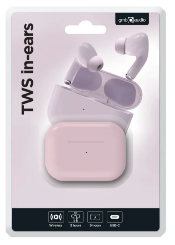 TWS-03-P Gembird bluetooth V5.0 slusalice, TWS, pink Slika 5
