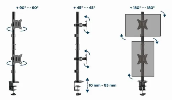 GEMBIRD MA-D2-02 Gembird Podesivi vertikalni stoni drzac za dva monitora, tilt, 17-32 max.2x9kg Slika 6