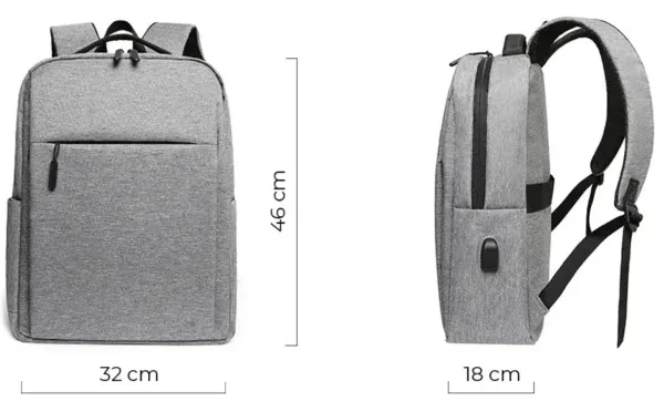 Ranac poslovni * MARTIN Sivi za laptop 15,6inc 42x34x12cm USB konektor Slika 5