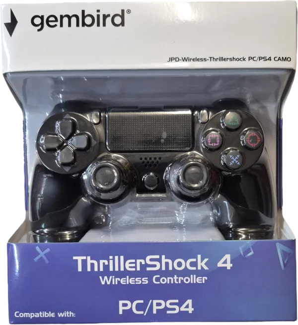 JPD-Wireless-Thrillershock PC/PS4 BLACK Gembird Bezicni gamepad sa dvostrukom vibracijom v2 Slika 4