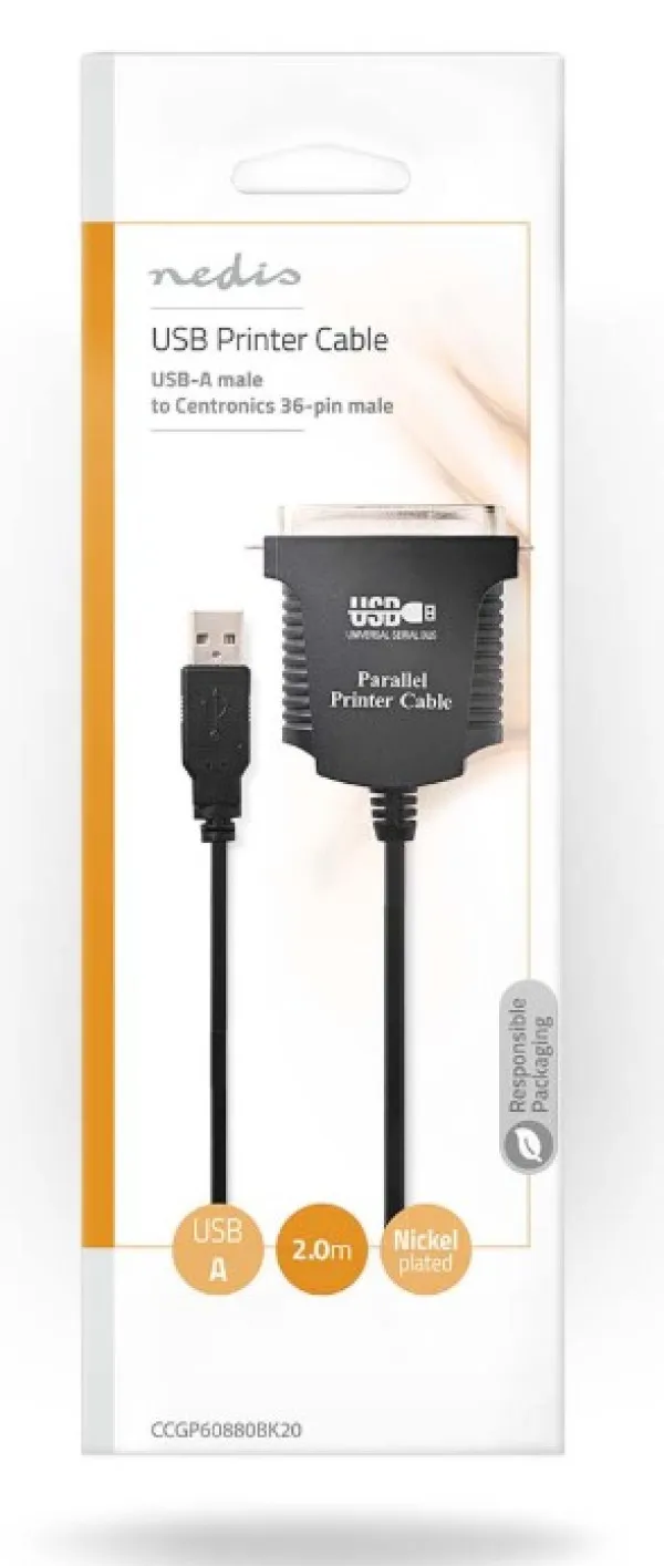 NEDIS CCGP60880BK20 USB-A Male, Centronics 36-Pin Male, 2m Slika 1