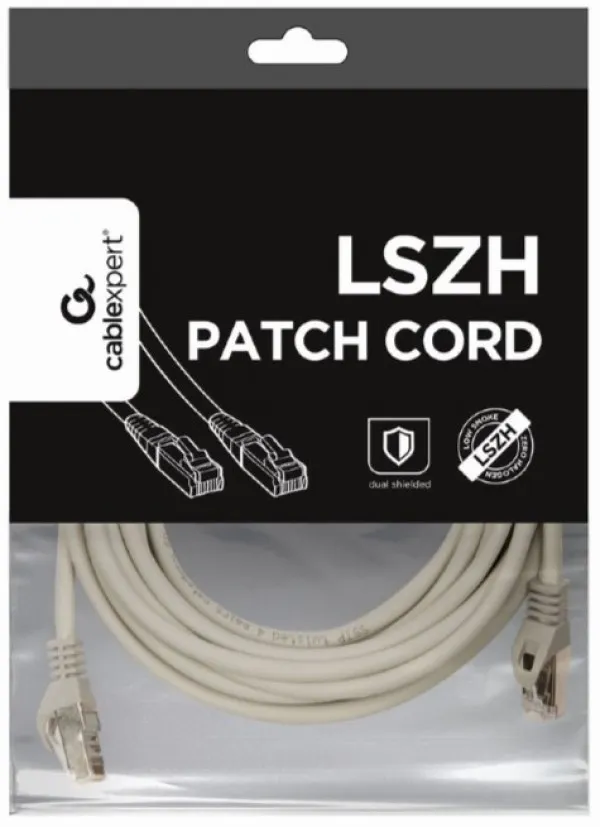 PP6A-LSZHCU-5M Gembird Mrezni kabl, SFTP CAT.6A BAKARNI LSZH Patch cord 5m Grey Slika 1