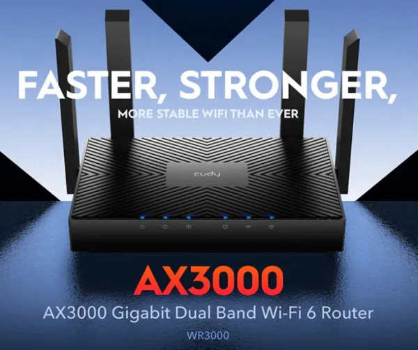 CUDY Cudy WR3000 AX3000 WIFI6 Dual Band 2.4+5Ghz Wi-Fi Ruter 1W/4LAN Gbit,4x5dBi 160MHz, Wisp/AP/REP Slika 1