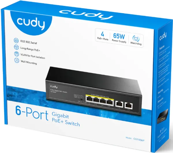 CUDY Cudy GS1006P 6-Port Gigabit PoE+ Switch Slika 3