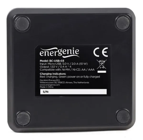 GEMBIRD BC-USB-03 Gembird USB Type-C punjac AA/AAA baterija Slika 1
