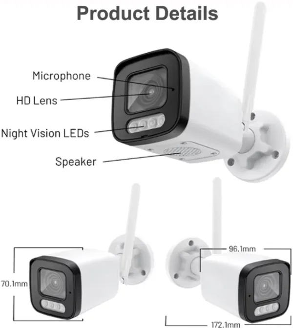 CAM-IP5MP-B6 GMB kamera 5MP, H.265 WiFi Camera, Metal, ICSEE App 2pcs IR LED+2pcs White LED, 2.8mm Slika 5