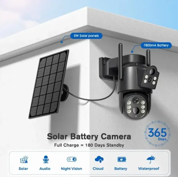 CAM-IP4MP-TQ7 GMB kamera 4MP(2mp+2mp) H.265 EU Solar Camera, 2 Inch, ICSEE App, 2.8mm, IP66 Slika 6