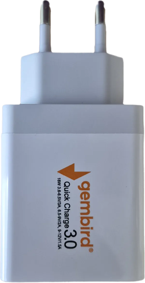 NPA-AC36 ** Gembird QC3.0 brzi punjac +Type C USB kabl,18W 3.6-6.5V/3A, 6.5V-9V/2A, 9V-12V/1.5A(351) Slika 3