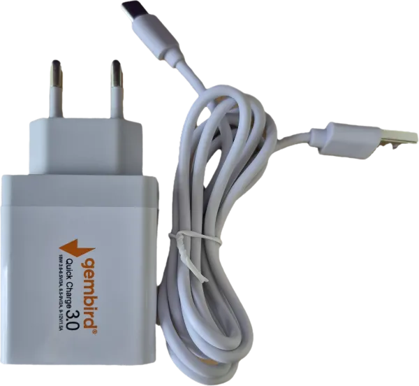 NPA-AC36 ** Gembird QC3.0 brzi punjac +Type C USB kabl,18W 3.6-6.5V/3A, 6.5V-9V/2A, 9V-12V/1.5A(351) Slika 4
