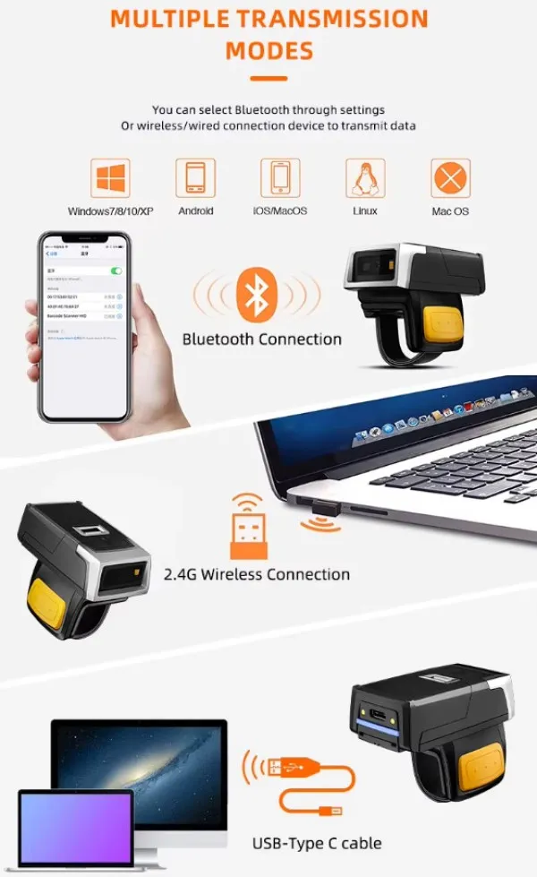 POS-BSH500 GMB 2d/OCR CMOS Warehouse Finger barcode scanner, barkod skener, 600mAh, 1MP, BT/WiFi Slika 9